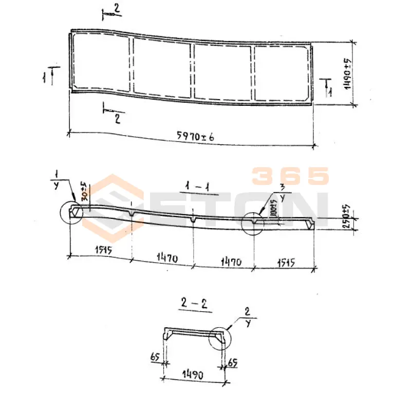 Плиты ребристые Серия 1.865.1-4/80 2ПГ 4 АIVп п (1.865.1-4/80)