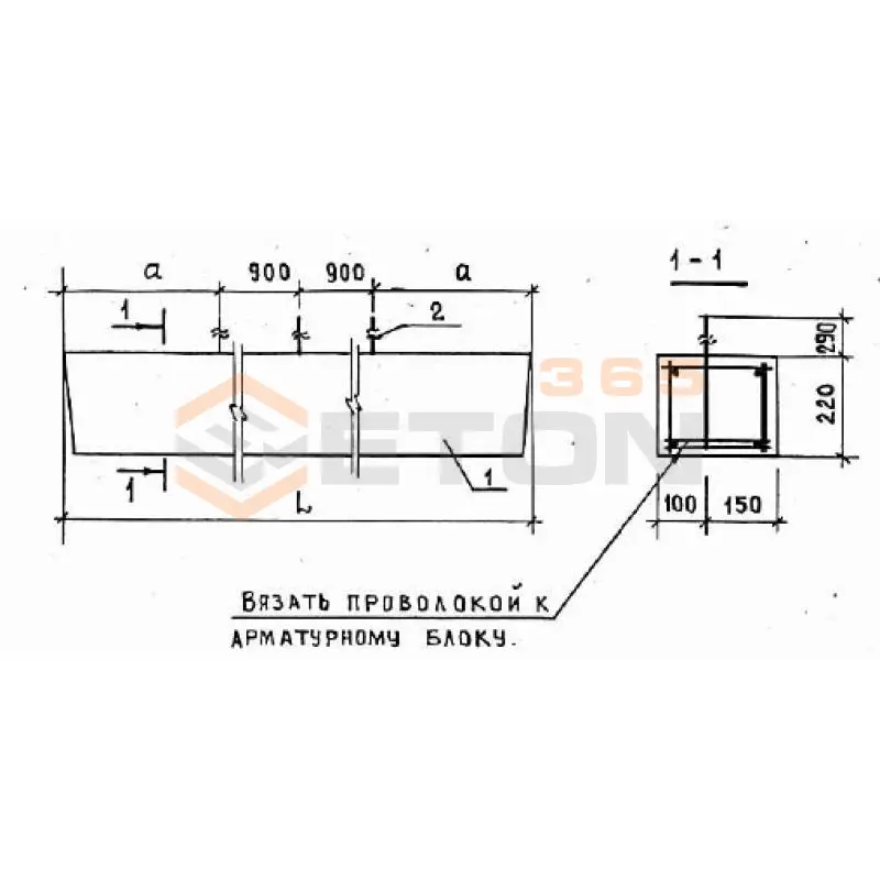 Перемычки брусковые ПБ серия 1.038.1-1 ( 1.138-10, ИИ 03-02, ГОСТ 948-84, 1.139-1 ) 1ПР 28-20-25-22 уа