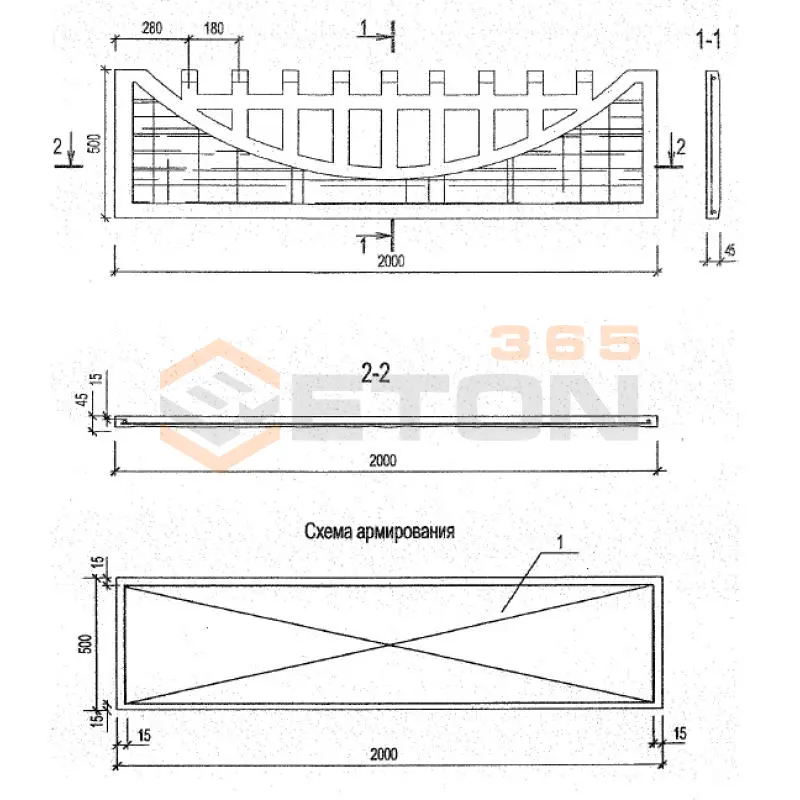 Панели оград Серия Б3.017.1-7.05 ПО 20-5-5 м-57 (Б3.017.1-7.05)