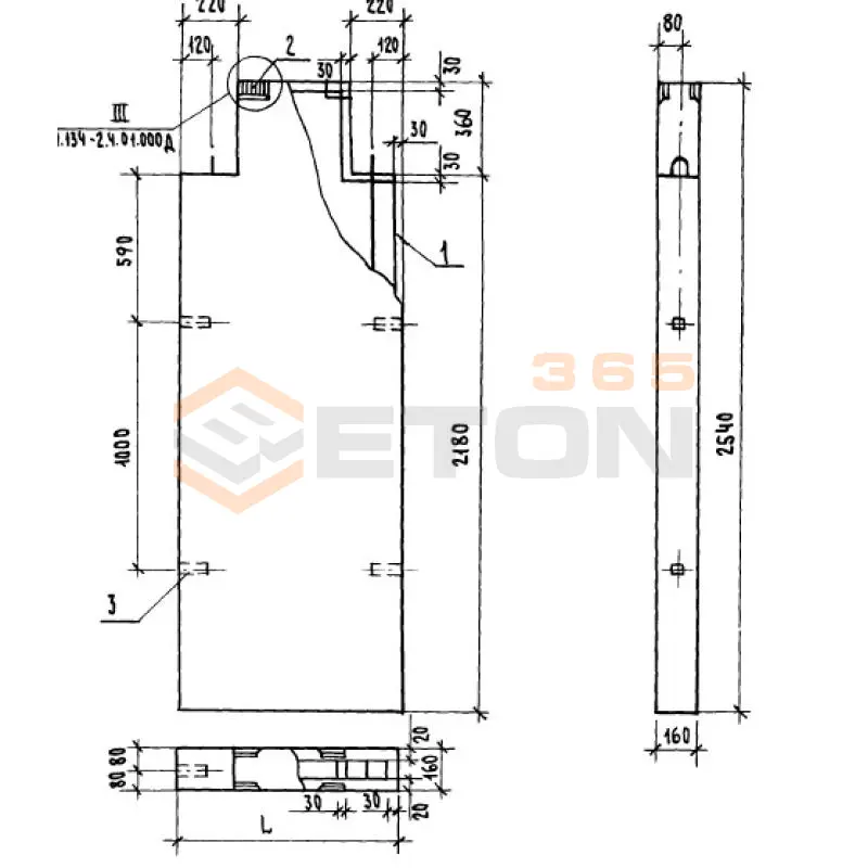 Блоки внутренних стен Серия 1.134-2 СБ 9-26-1 т-4
