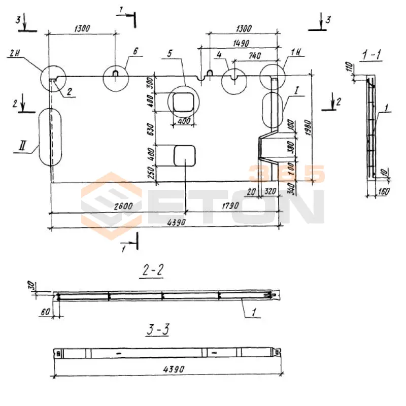 Панели внутренних стен Серия 1.100.1-7 ПСП 44-20-16-200 т