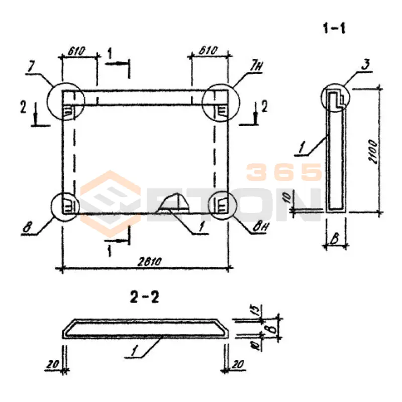 Панели стеновые нулевого цикла (цокольные) Серия 1.090.1-3пв ПСЦ 28-21-3,0 п пв (1.090.1-3пв)