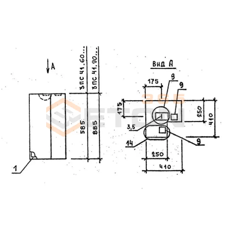 Панели стеновые толщиной 250 мм Серия 1.030.1-1 3ПС 41-90-25 л