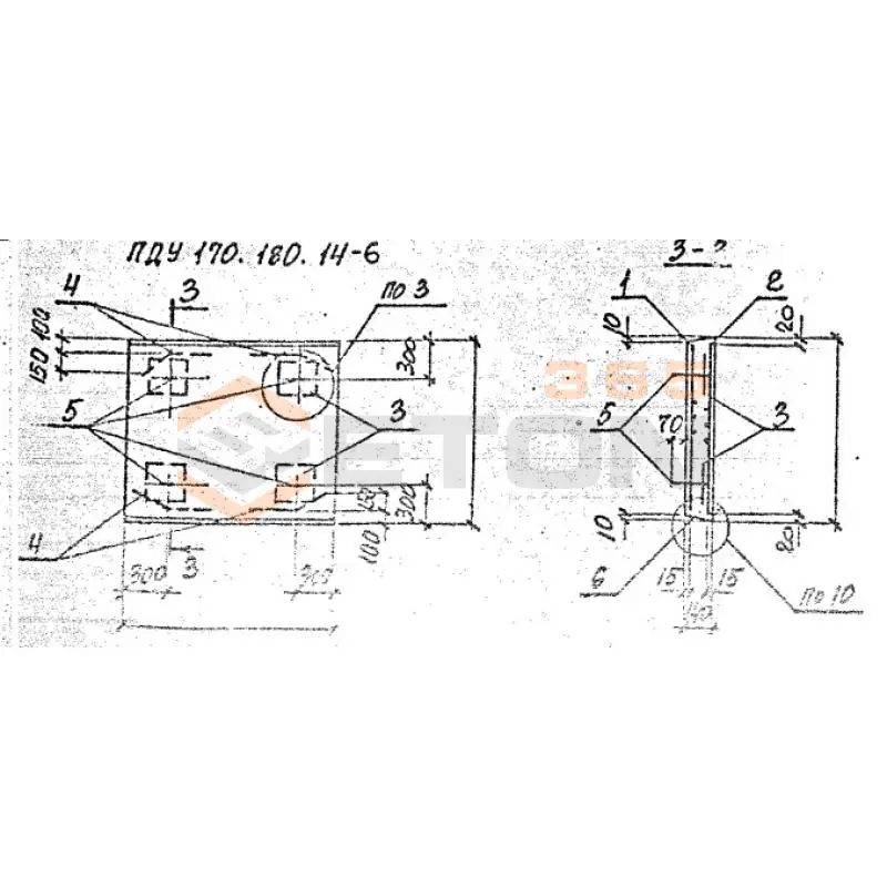 Плиты днища каналов угловые ПДУ серия 3.006.1-8 ПДУ 210-120-12-6