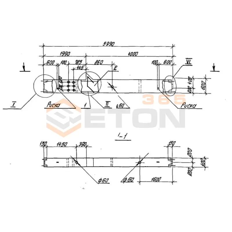 Колонны высотой 6,0; 7,2 м Серия 1.420.1-20с К 29-7 с