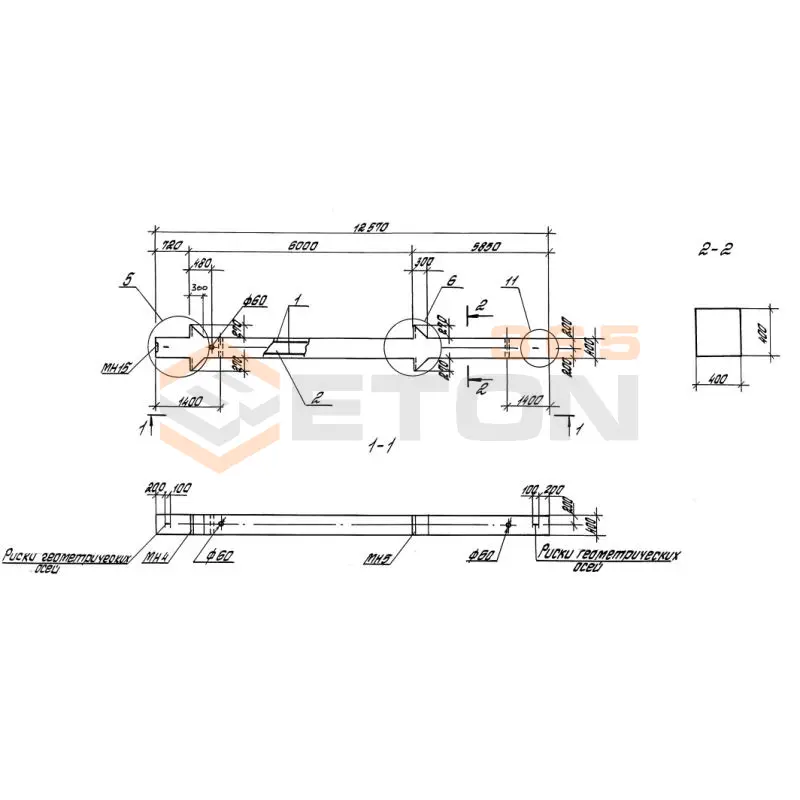 Колонны железобетонные. Высота этажей 6,0 и 7,2 м серия 1.420-35.95 ( 1.420-12, ИИ 23-3/70, ИИ 23-2/70, ИИ 23-1/70 ) К 38-2