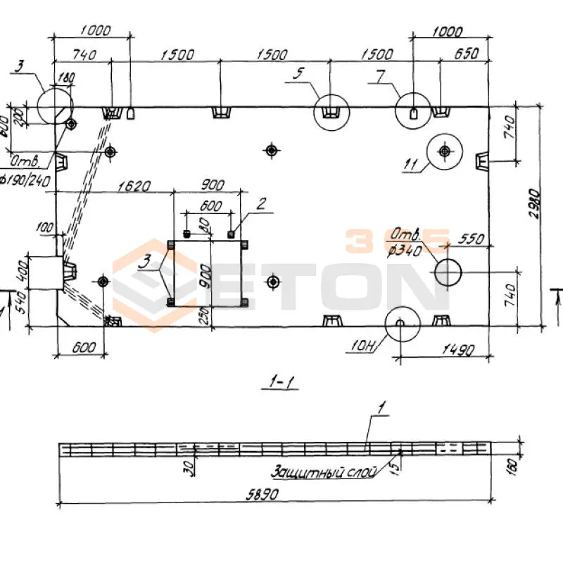 Панели перекрытий сплошные Серия 1.100.1-7 П 30-59-16-3