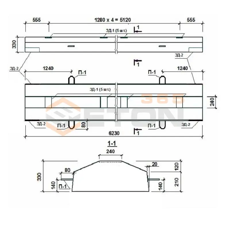 Балки подкрановые (инд.) ПБА 623