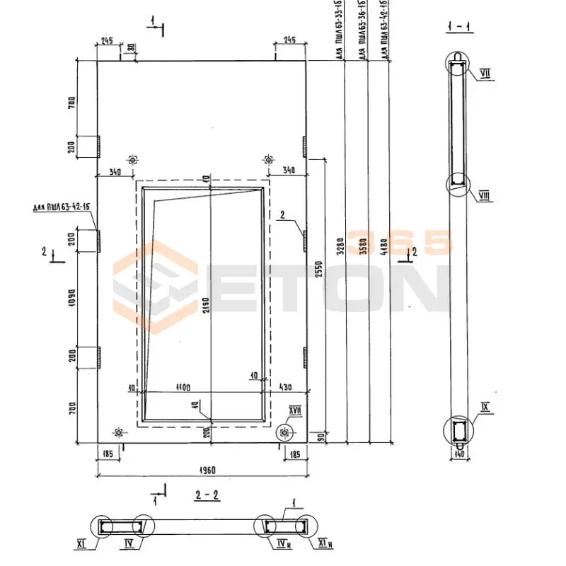 Панели шахт лифтов Серия 1.289.1-2 ПШЛ 63-33-1 б