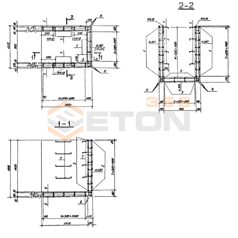 Участки монолитные Серия 03.005-6 Участок 14-IV