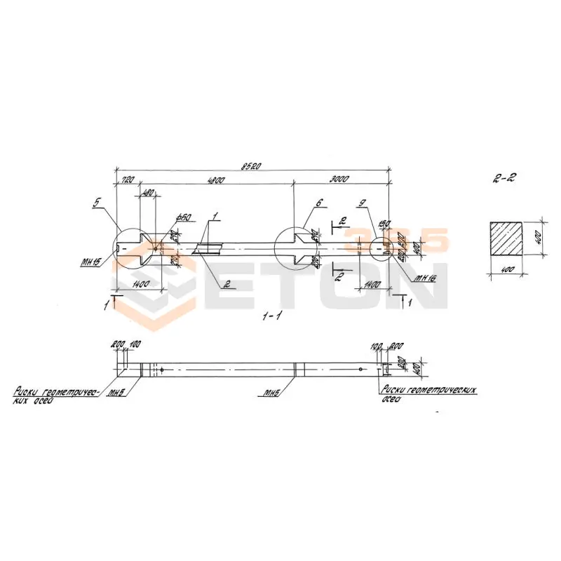 Колонны железобетонные. Высота этажей 4,8 и 6,0 м серия 1.420-35.95 ( 1.420-12, ИИ 23-3/70, ИИ 23-2/70, ИИ 23-1/70 ) К 16-2