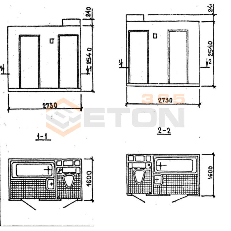 Кабины санитарно-технические типа "Колпак" для зданий с теплым чердаком Серия 1.188-5 2СК 25 прт-01 р (1.188-5)