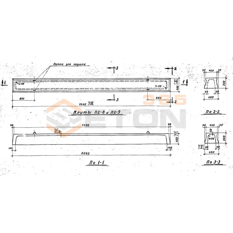 Плиты ребристые Серия ИИ 64 П 2-9 (ИИ 64)