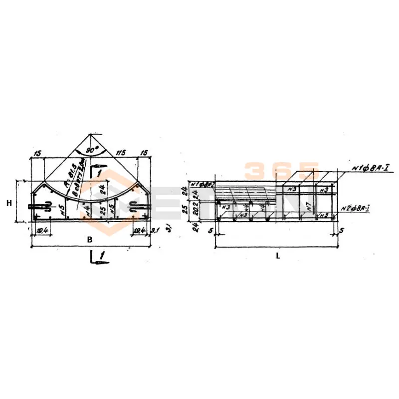 Блоки лекальные под цилиндрические звенья (Серия 3.501-59, шифр 1484 ) БЛ 4-302