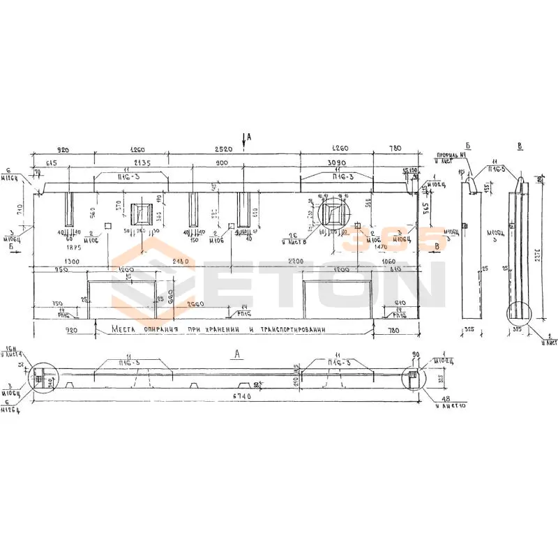 Панели наружных стен цокольные трехслойные Альбом 3РС 17-15 3НЦ 13-3 т (Альбом 3РС 17-15)