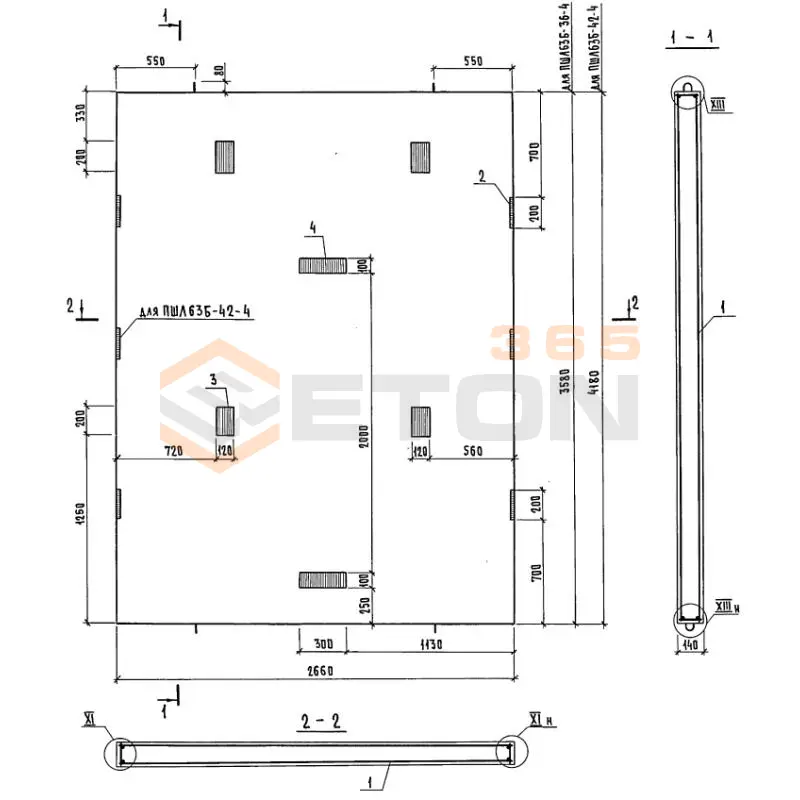 Панели шахт лифтов Серия 1.289.1-2 ПШЛ 63б-36-4