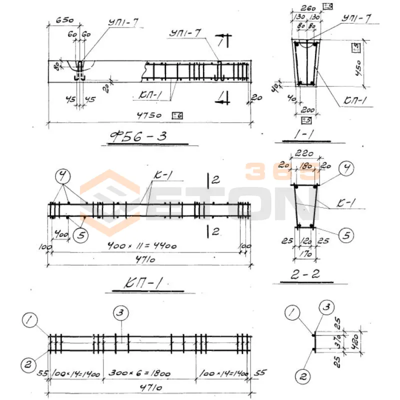 Балки фундаментные Серия 1.415-1 ФБ 6-8