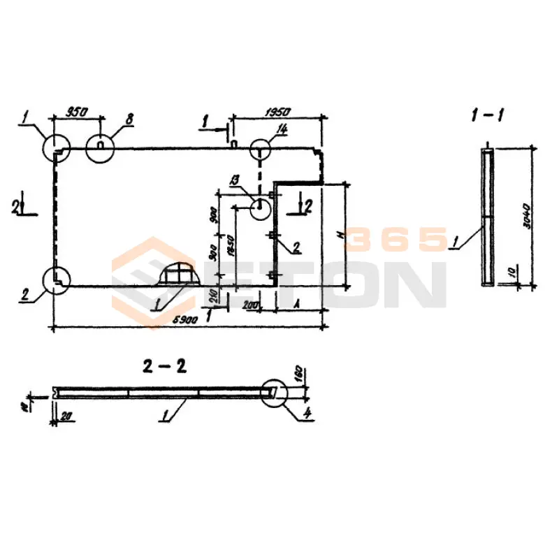 Панели внутренних стен Серия 1.090.1-3пв ПВГ 60-30-15-1 т пв (1.090.1-3пв)