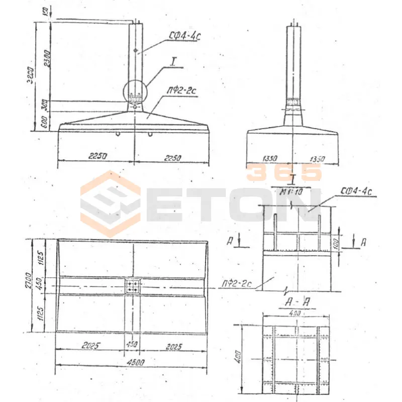 Фундаменты под промежуточные опоры составные и составные со сварным и болтовым присоединением Серия 3.407.1-115 ФСС 2-4