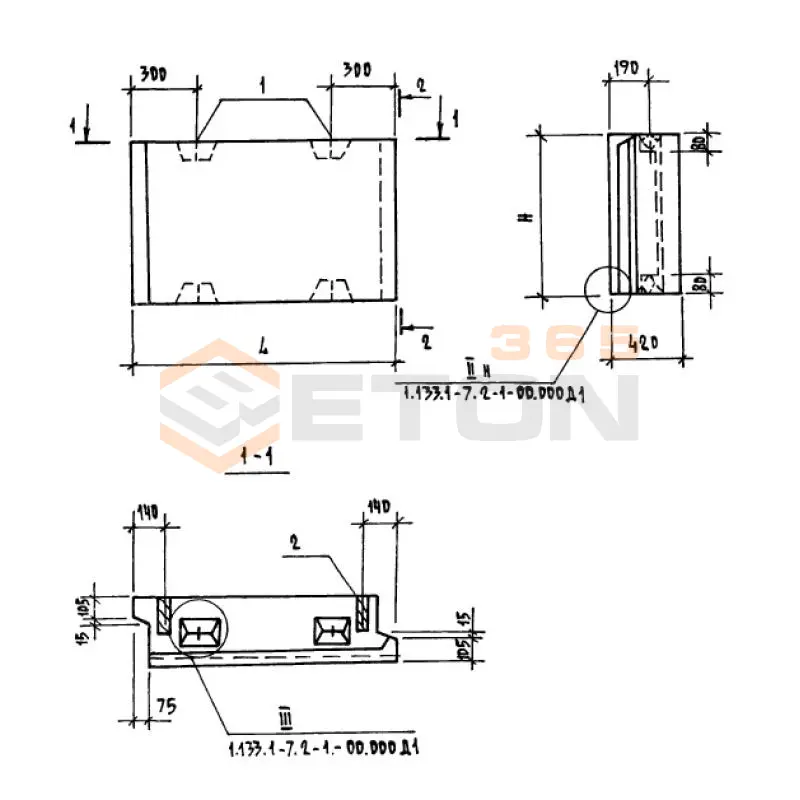 Блоки наружных стен Серия 1.133.1-7 2БН 10-8-50-75 п