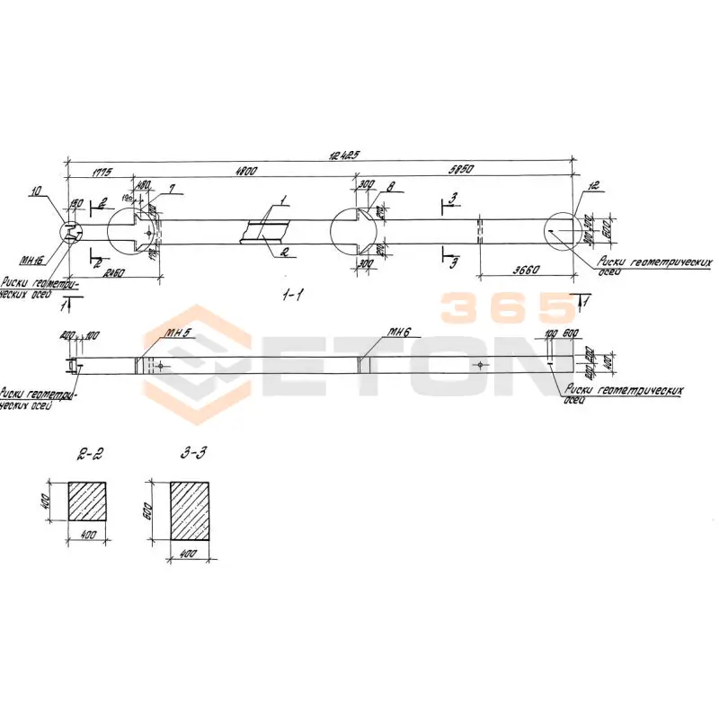 Колонны железобетонные. Высота этажей 4,8 и 6,0 м серия 1.420-35.95 ( 1.420-12, ИИ 23-3/70, ИИ 23-2/70, ИИ 23-1/70 ) К 24-1