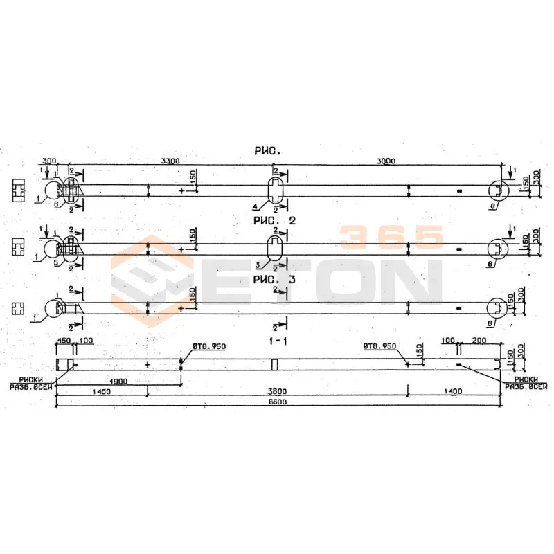 Колонны сечением 300х300 серия 1.020-1/87 ( 1.020.1-7, 1.020-1/83, ИИ 04-1, 1.020.1-3пв ) 2КД 3-33-1-1 пв