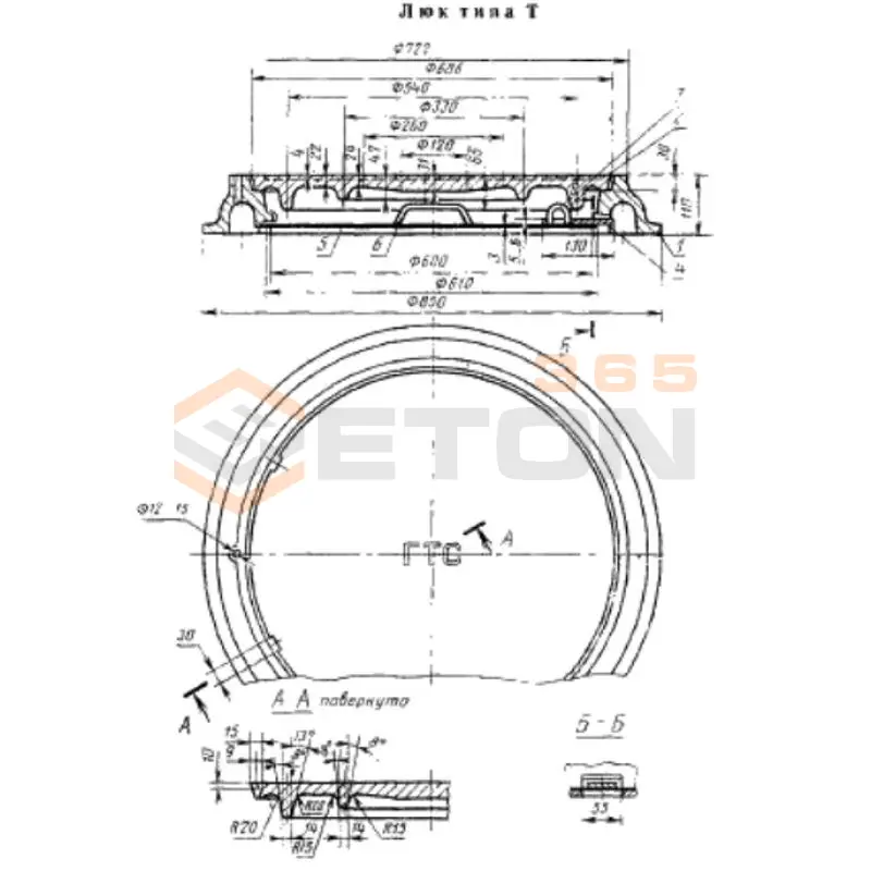 Люки для кабельных колодцев телефонной канализации ГОСТ 8591-76 Люк тип Т (С250) ГТС молния