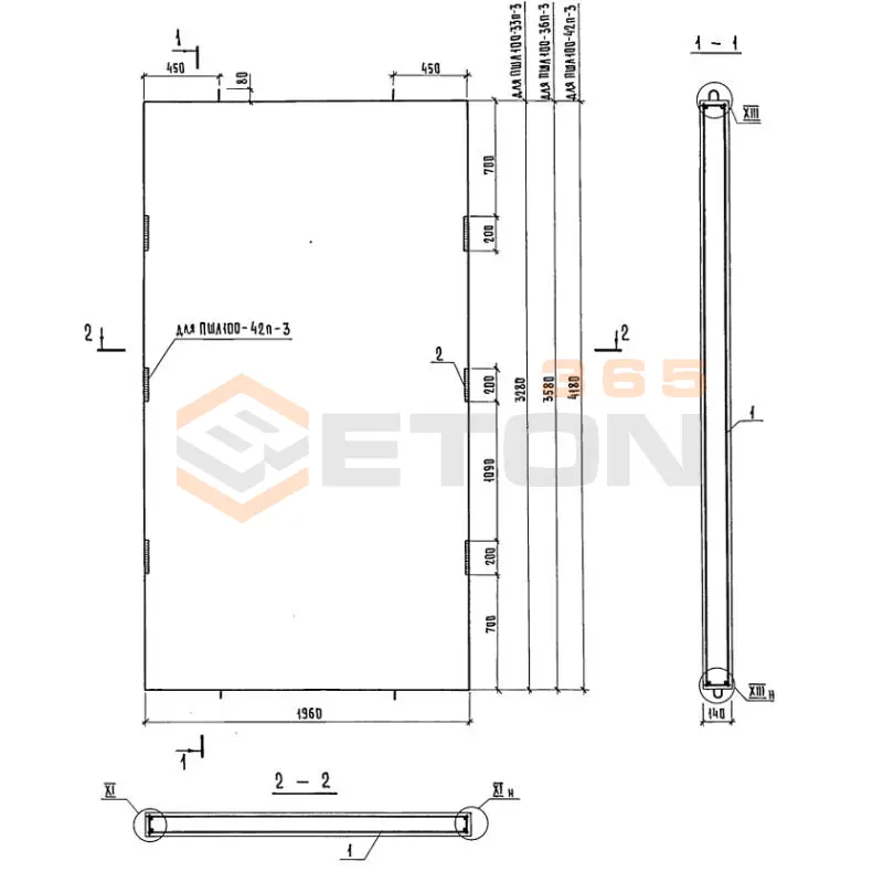 Панели шахт лифтов Серия 1.289.1-2 ПШЛ 100-42п-3