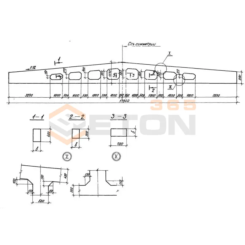 Балки двускатные решетчатые Серия 1.462.1-3/80 2БДР 18-5 АIVт п (1.462.1-3/80)