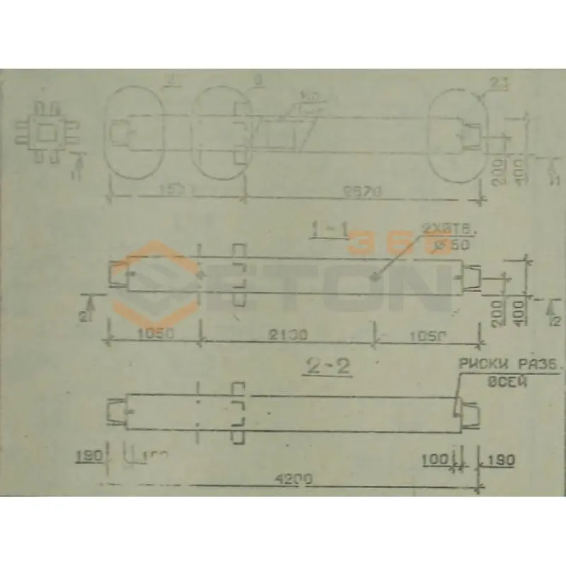 Колонны сечением 400х400 мм для зданий с высотами этажей 4,2 м Серия 1.020.1-2с/89 2КС 42-42-4 с