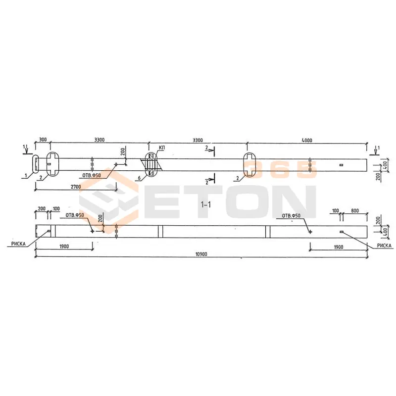 Колонны для зданий с высотой этажа 2,8 и 3,3 м серия 1.020-1/87 ( 1.020.1-7, 1.020-1/83, ИИ 04-1, 1.020.1-3пв ) 3КБО 33-1-23