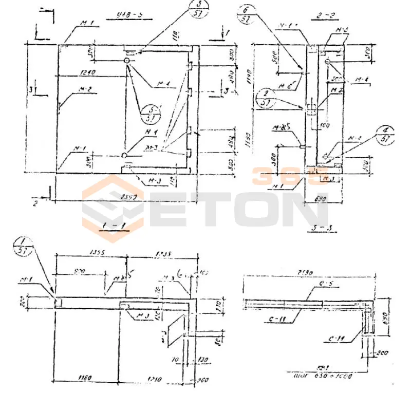 Уголковые элементы встроенных лестничных клеток Шифр 789-04 УЛВ 5