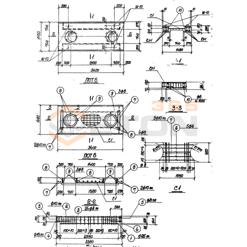 Плиты перекрытия серия ИС 01-05 ( НК 029-23:39 ) ПОТ 8 и-1 (1отв)