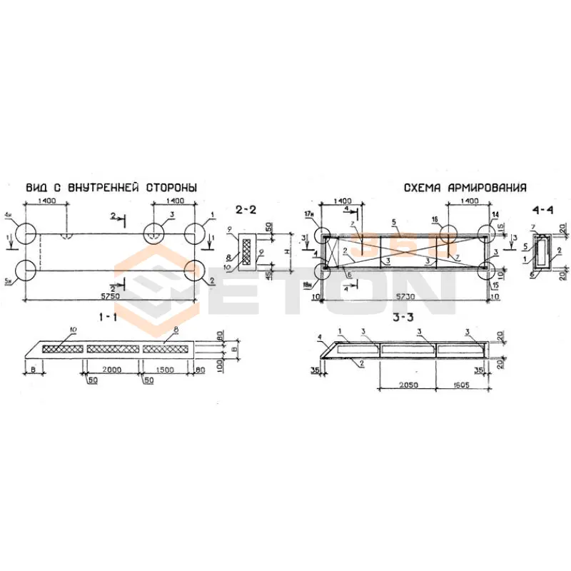 Панели стеновые трехслойные Серия 1.232.1-7 1ПСТ 57,5-9-2,5-3 л-1