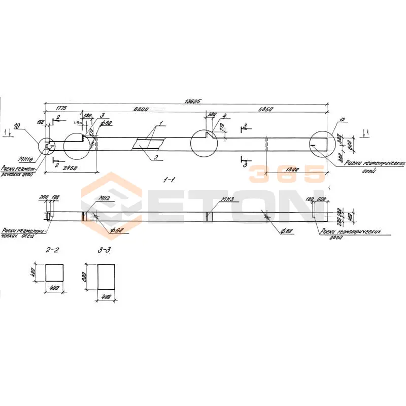 Колонны железобетонные. Высота этажей 6,0 и 7,2 м серия 1.420-35.95 ( 1.420-12, ИИ 23-3/70, ИИ 23-2/70, ИИ 23-1/70 ) К 30-6