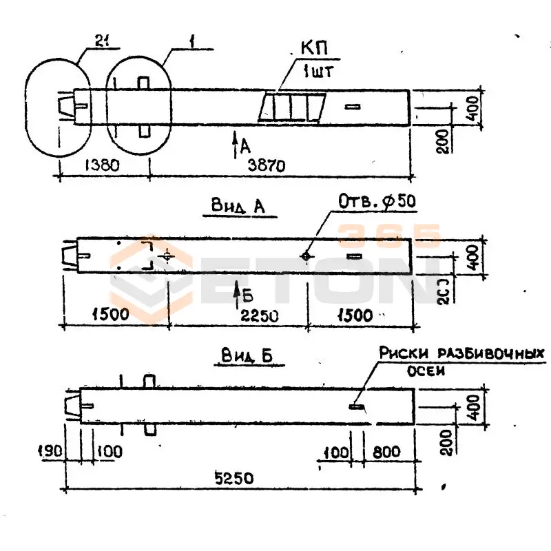 Колонны сечением 400х400 мм для зданий с высотами этажей 3,3 м Серия 1.020.1-2с/89 1КН 33-53-9 с