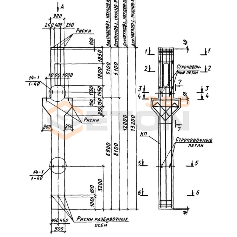 Колонны крановые с проходами Серия 1.424.1-6/89 11ККП 108-2,3