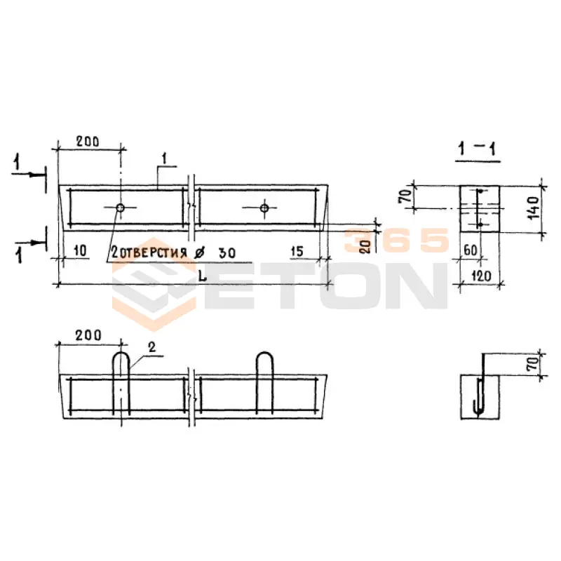 Перемычки брусковые ПБ серия 1.038.1-1 ( 1.138-10, ИИ 03-02, ГОСТ 948-84, 1.139-1 ) 2ПБ 34-4 п