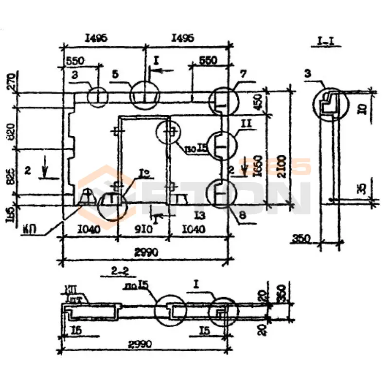 Панели наружных стен нулевого цикла Серия 1.090.1-7с 5ПСЦ 30-21-3,5 пс9 (1.090.1-7с)