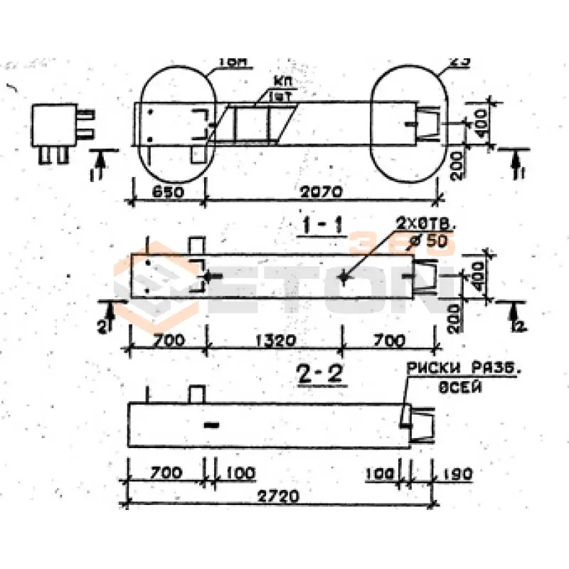 Колонны сечением 400х400 мм для зданий с высотами этажей 3,6 м Серия 1.020.1-2с/89 5КВ 36-27-13 н