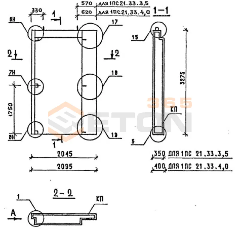 Панели наружных стен однослойные Серия 1.090.1-1/88 1ПС 21-33-4,0