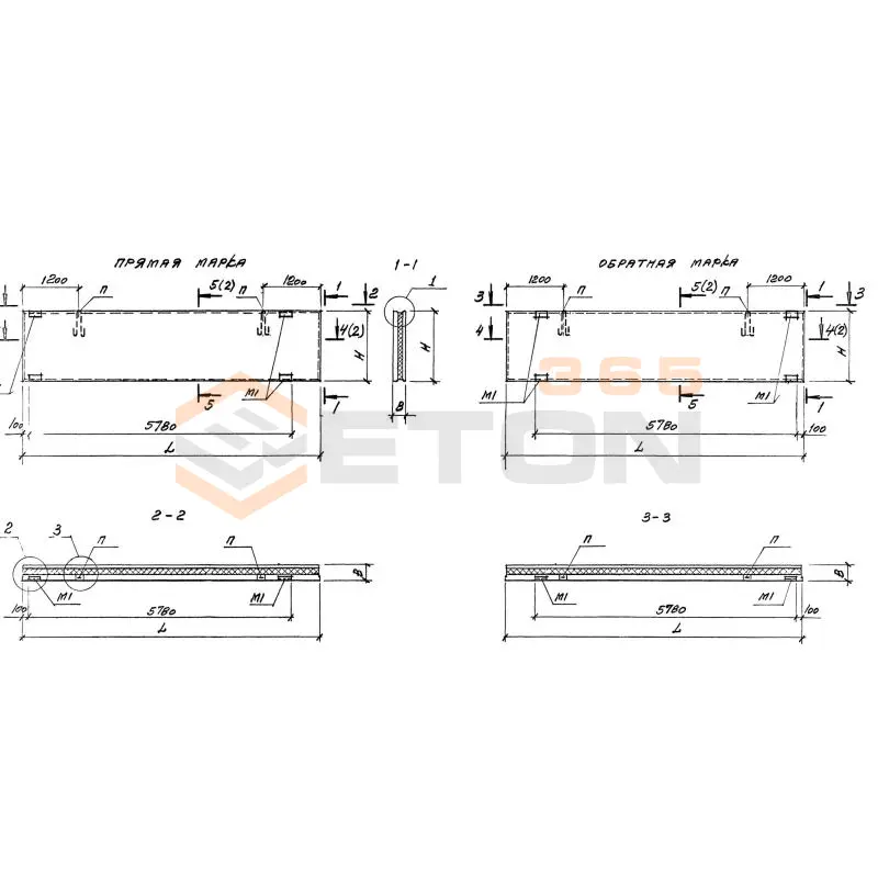 Панели стеновые трехслойные Серия 1.432-12 ПСТ 100/1,8-6,25-12