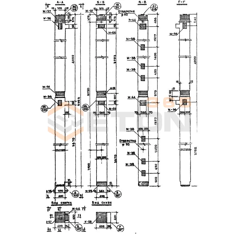 Колонны сечением 400х400 Серия ИИ 04-2 КП 42-84-4