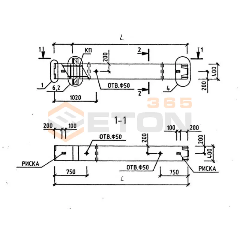 Колонны железобетонные для многоэтажных зданий поперечного сечения 400*600 Серия 1.020-1/87 ( 1.020.1-7, 1.020-1/83, ИИ 04-1, 1.020.1-3пв ) 2КВ 54