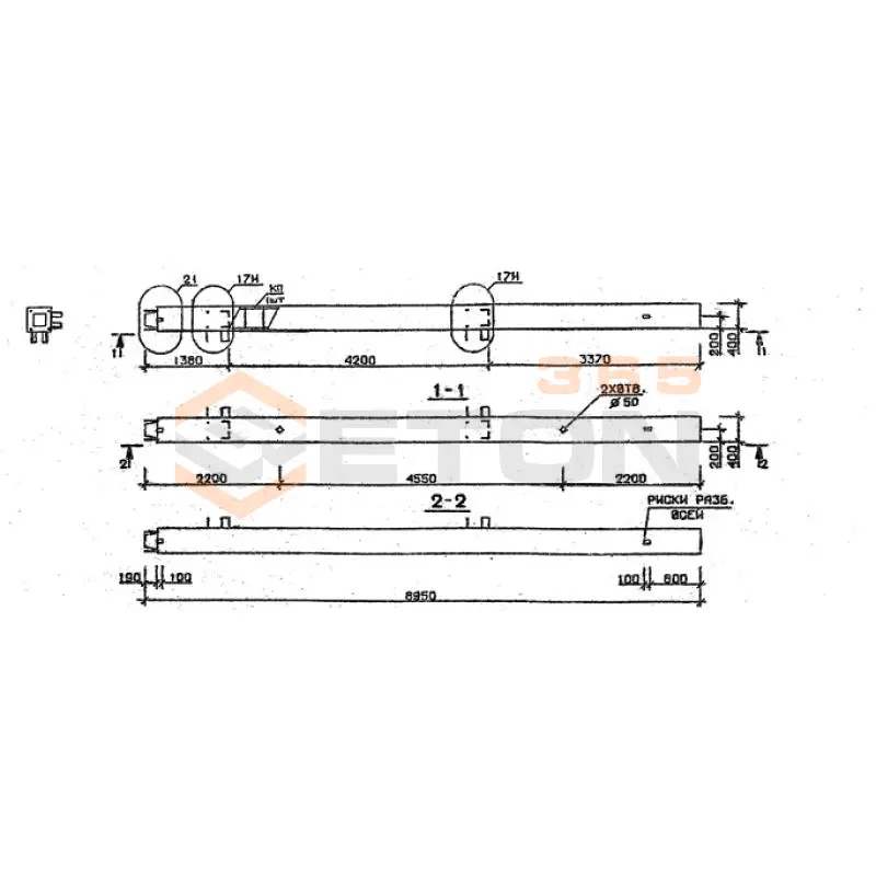 Колонны сечением 400х400 мм для зданий с высотами этажей 3,3 м Серия 1.020.1-2с/89 5КН 33-89-1 сн