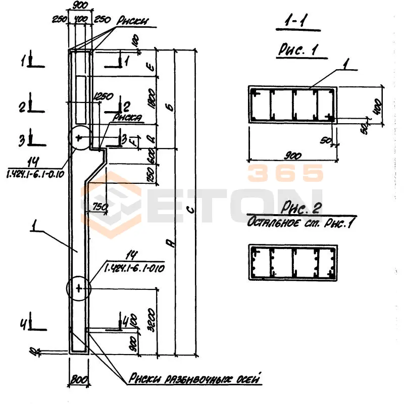 Колонны крановые с проходами Серия 1.424.1-6 6К 120-7
