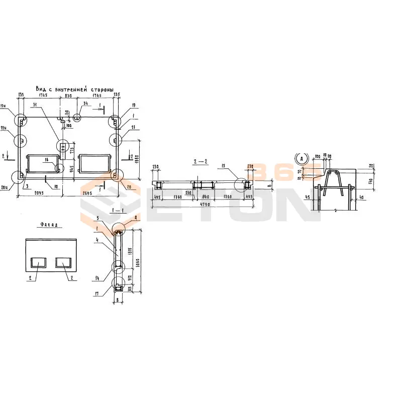Панели наружных стен Серия 1.132.1-15 1ПСН 48-30-45-1 п-4