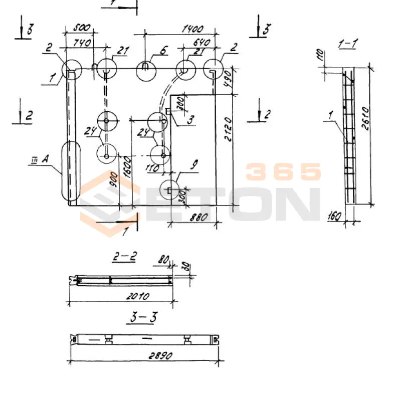 Панели внутренних стен Серия 1.100.1-7 ПСВ 29-26-16-200 т-2