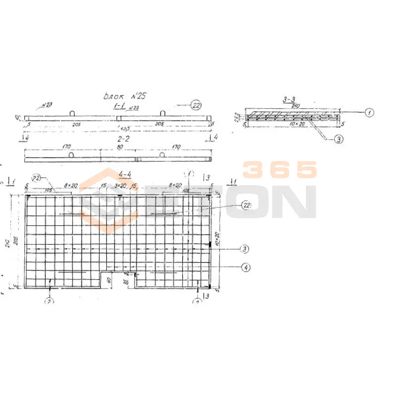 Плиты караульных сооружений Серия 3.501-96 Блок 25