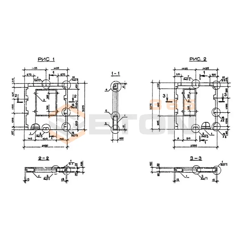 Панели наружных стен Серия 1.090.1-2с 9ПСО 30-33-4-2 пс (1.090.1-2с)